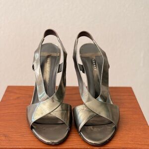 Theory Metallic Cross-Strap Heels